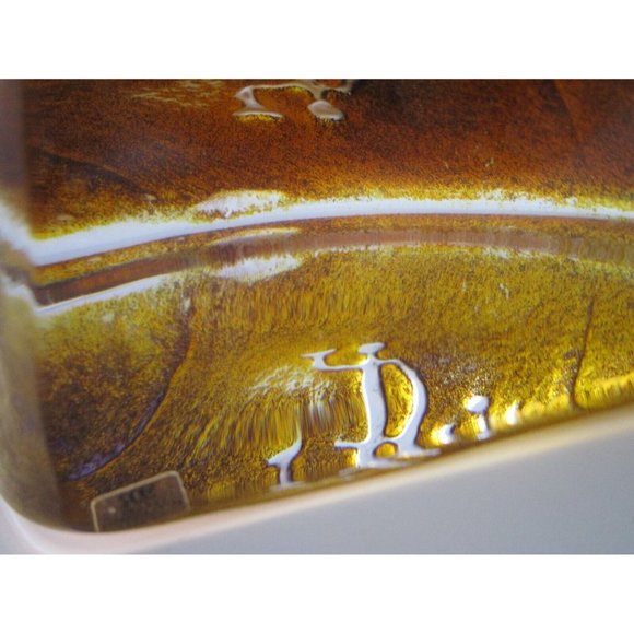 VTG Signed Mats Jonasson Maleras Crystal Cave Rock Carving Amber #3801 Orig. Tag - Picture 11 of 16